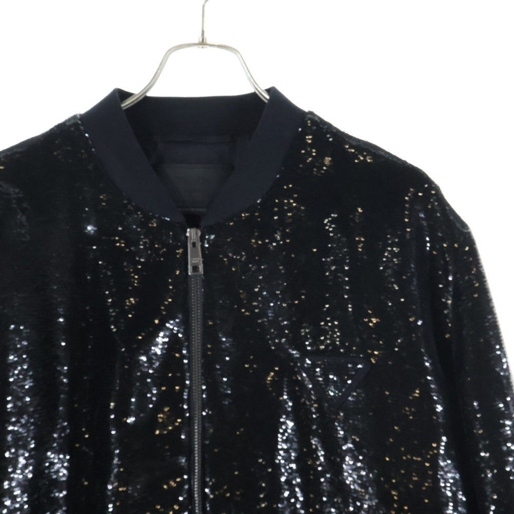 PRADA(プラダ) 21SS Sequins Bomber Jacket スパンコール ボンバージャケット ブルゾン ブラック