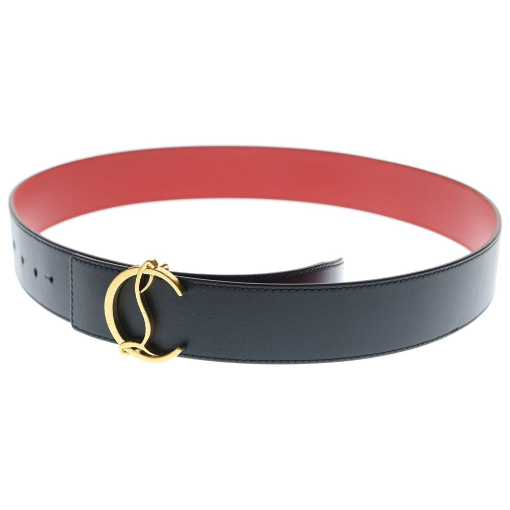 CHRISTIAN LOUBOUTIN(クリスチャンルブタン) CL Logo Belt カーフレザーベルト ブラック/ゴールド