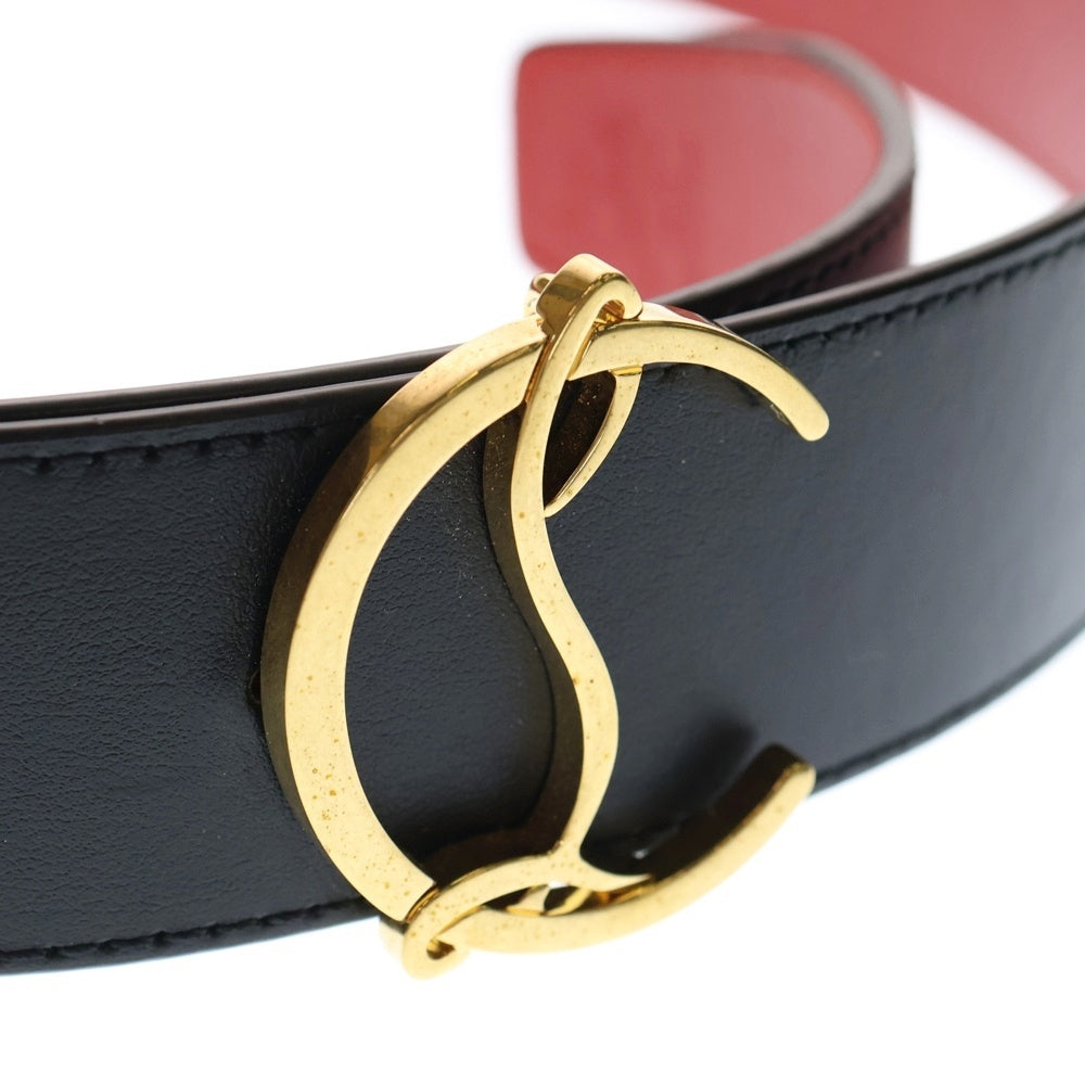 CHRISTIAN LOUBOUTIN(クリスチャンルブタン) CL Logo Belt カーフレザーベルト ブラック/ゴールド