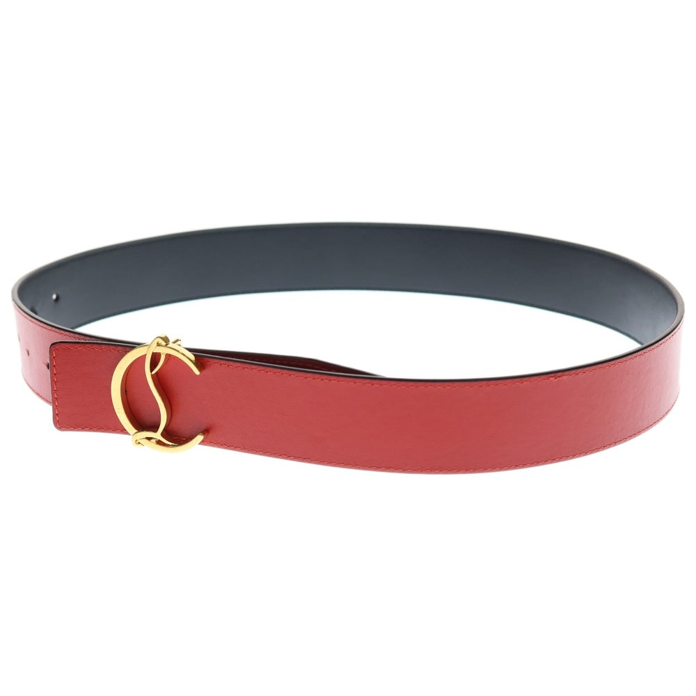 CHRISTIAN LOUBOUTIN(クリスチャンルブタン) CL Logo Belt カーフレザーベルト ブラック/ゴールド