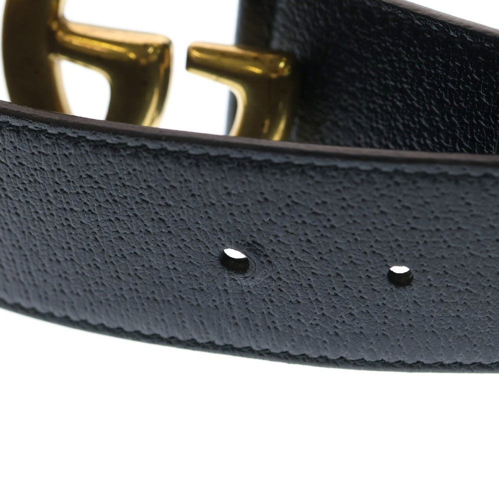 GUCCI(グッチ) GGマーモント ロゴ バックル レザーベルト ブラック/ゴールド 406831