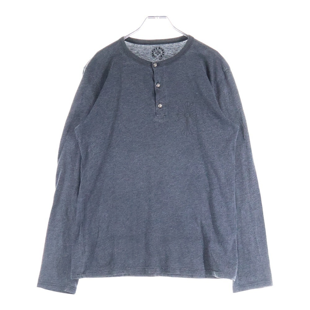 CHROME HEARTS(クロムハーツ) クロスボールボタンヘンリーネック長袖カットソー グレー