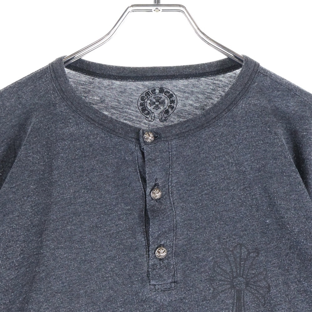 CHROME HEARTS(クロムハーツ) クロスボールボタンヘンリーネック長袖カットソー グレー