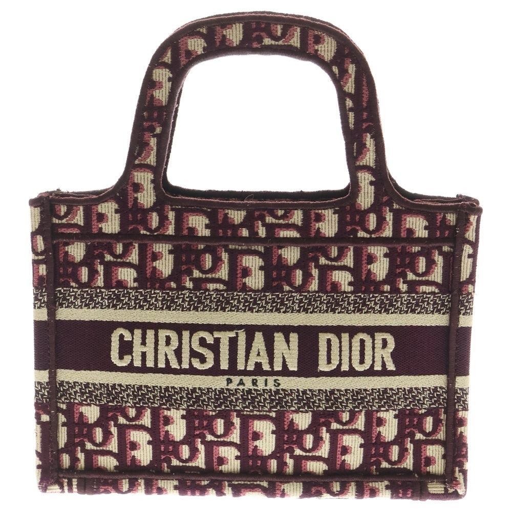 Christian Dior(クリスチャンディオール) book tote ブックトート ハンドバッグ ロゴマーク ベージュ/ワインレッド 50-MA-0250 レディース