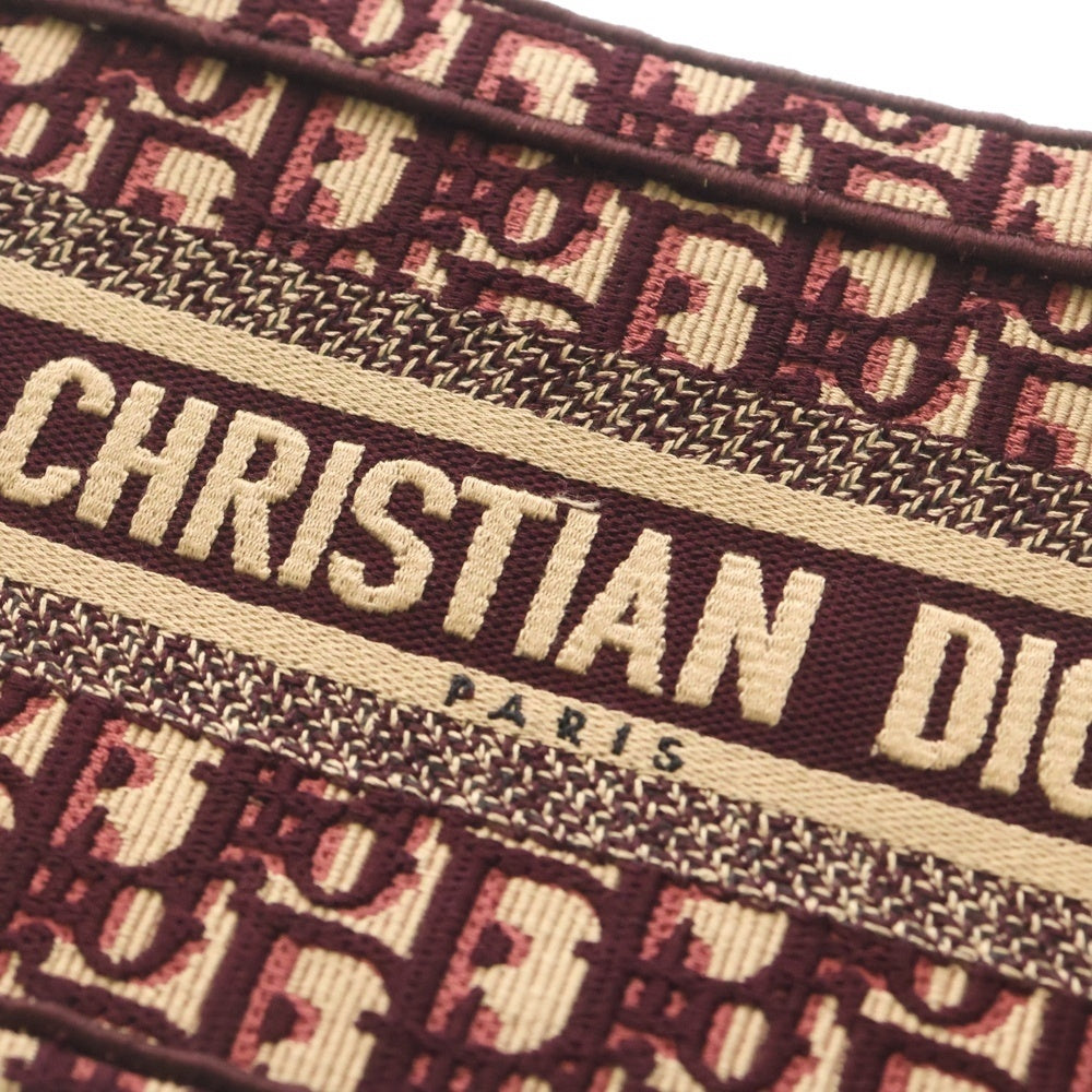 Christian Dior(クリスチャンディオール) book tote ブックトート ハンドバッグ ロゴマーク ベージュ/ワインレッド 50-MA-0250 レディース