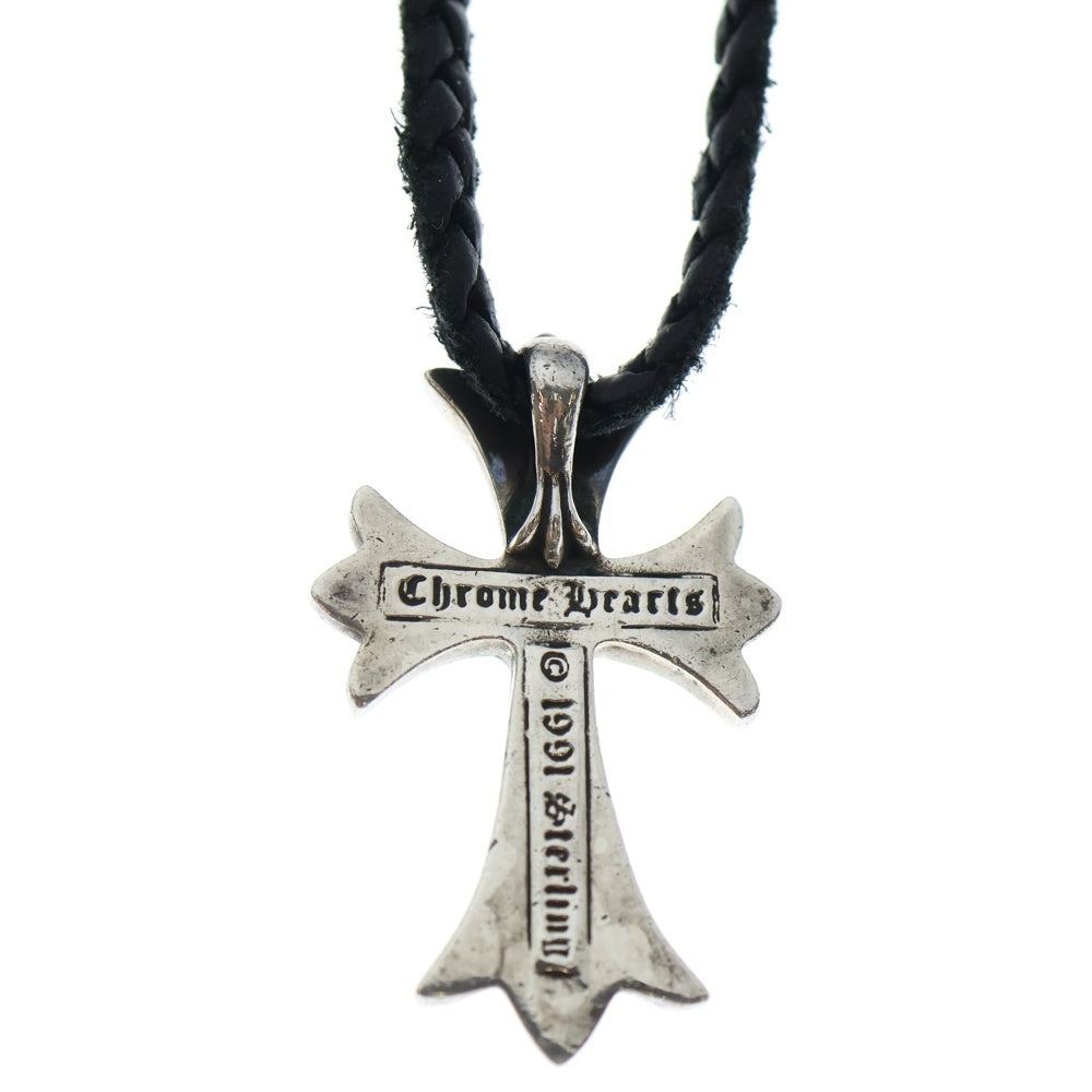 CHROME HEARTS(クロムハーツ) CH CRS SML CL スモールCHクロス レザーブレイド ネックレス シルバー/ブラック BCA217