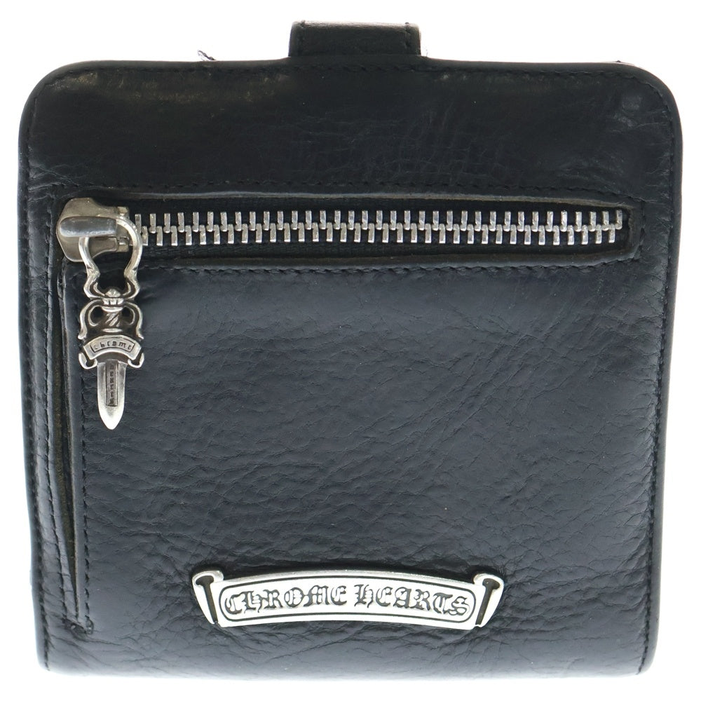 CHROME HEARTS(クロムハーツ) SQ BTN BILL スクエアボタンビル フラップボタン レザーウォレット 2つ折り財布 ブラック
