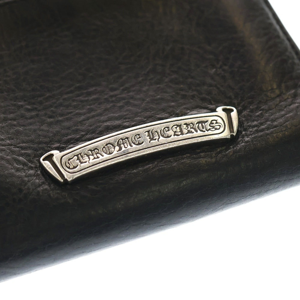 CHROME HEARTS(クロムハーツ) SQ BTN BILL スクエアボタンビル フラップボタン レザーウォレット 2つ折り財布 ブラック