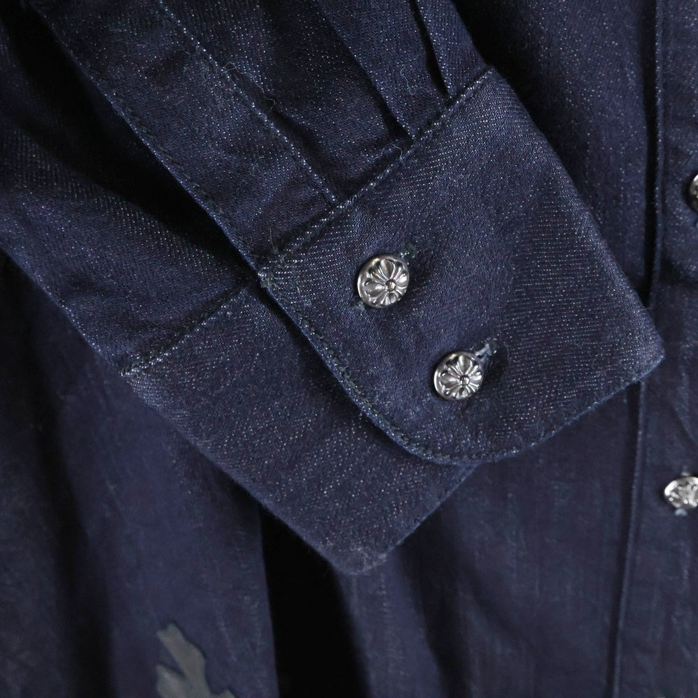 CHROME HEARTS(クロムハーツ) MAHAL KITA マハルキタ クロスパッチクロスボタンオーバーサイズ長袖シャツ インディゴ