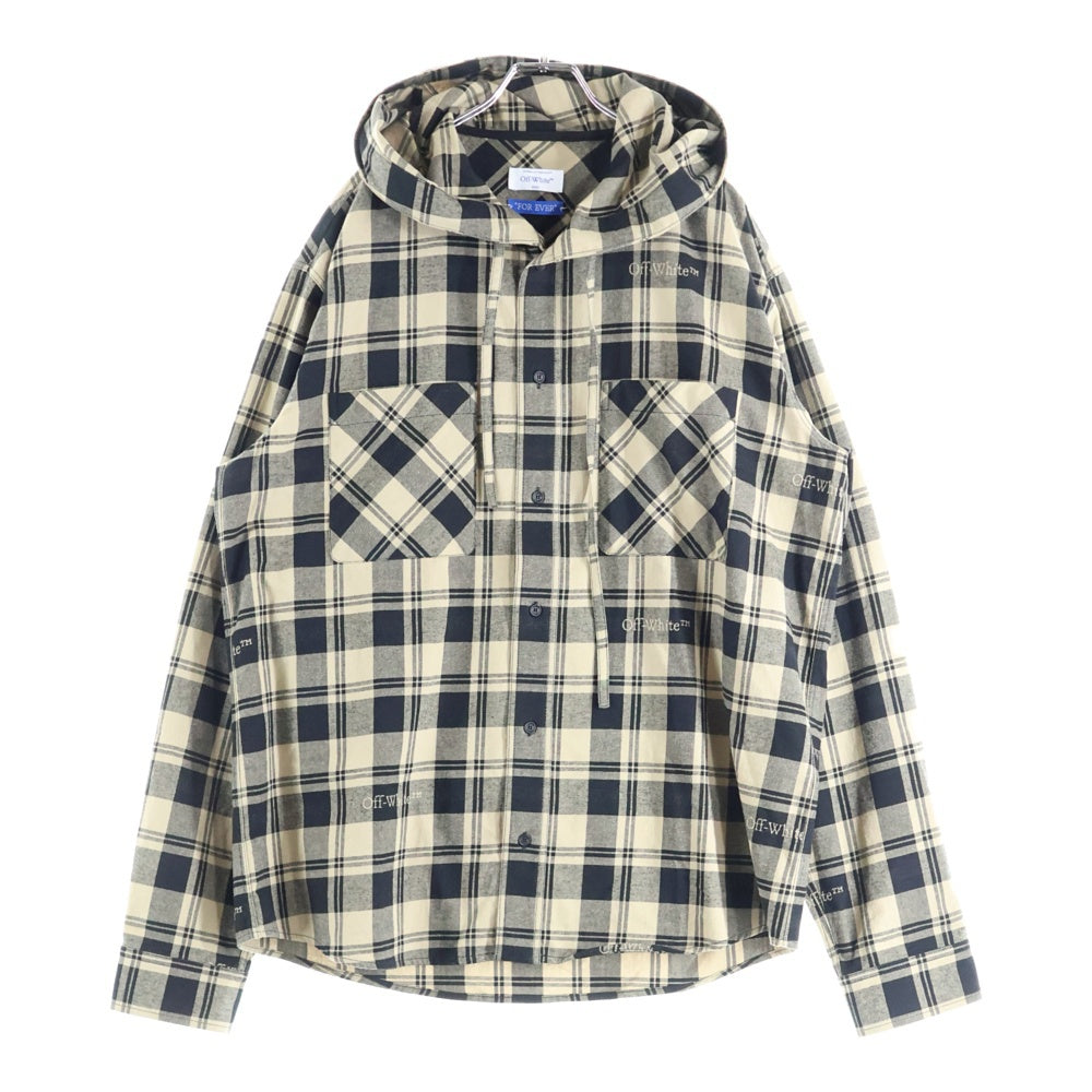 OFF-WHITE(オフホワイト) Checked Hood Shirt OMGE031C99FAB001 カーブ ヘム フード シャツ 長袖シャツ ブラウン