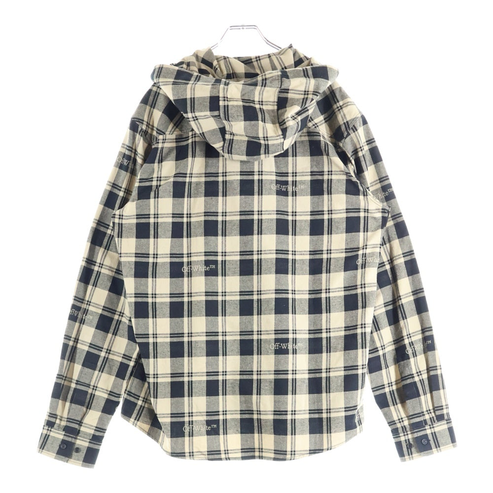 OFF-WHITE(オフホワイト) Checked Hood Shirt OMGE031C99FAB001 カーブ ヘム フード シャツ 長袖シャツ ブラウン