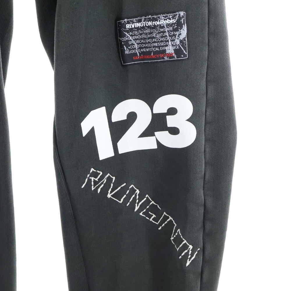 RRR123 RIVINGTON roi Rebis(リヴィントンロイレビス) フロント刺繍 ドローストリング スウェットパンツ グレー