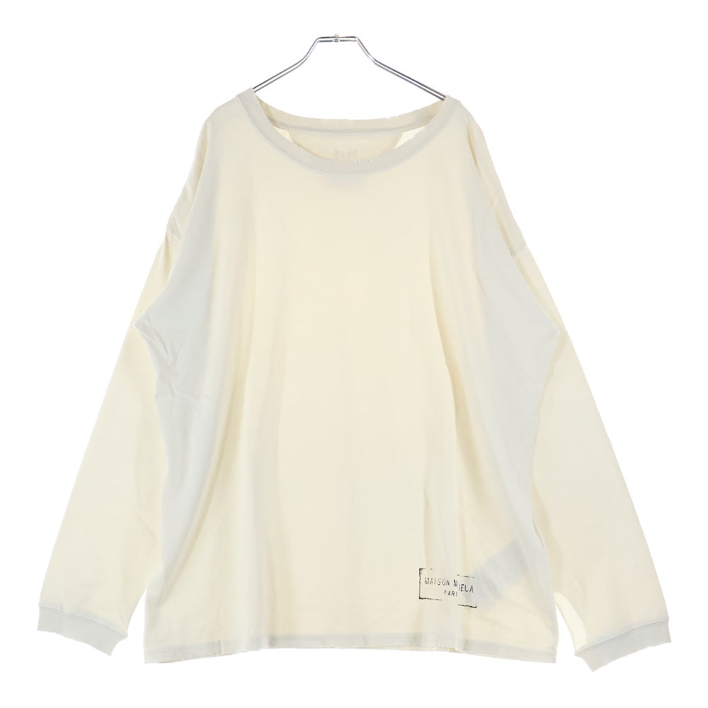 MAISON MARTIN MARGIELA 10(メゾンマルタンマルジェラ) スタンプロゴ ダメージ加工 長袖Tシャツ 長袖カットソー ベージュ S51GC0535 S24567