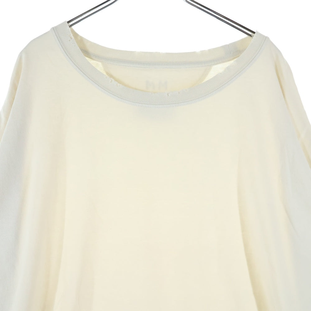 MAISON MARTIN MARGIELA 10(メゾンマルタンマルジェラ) スタンプロゴ ダメージ加工 長袖Tシャツ 長袖カットソー ベージュ S51GC0535 S24567