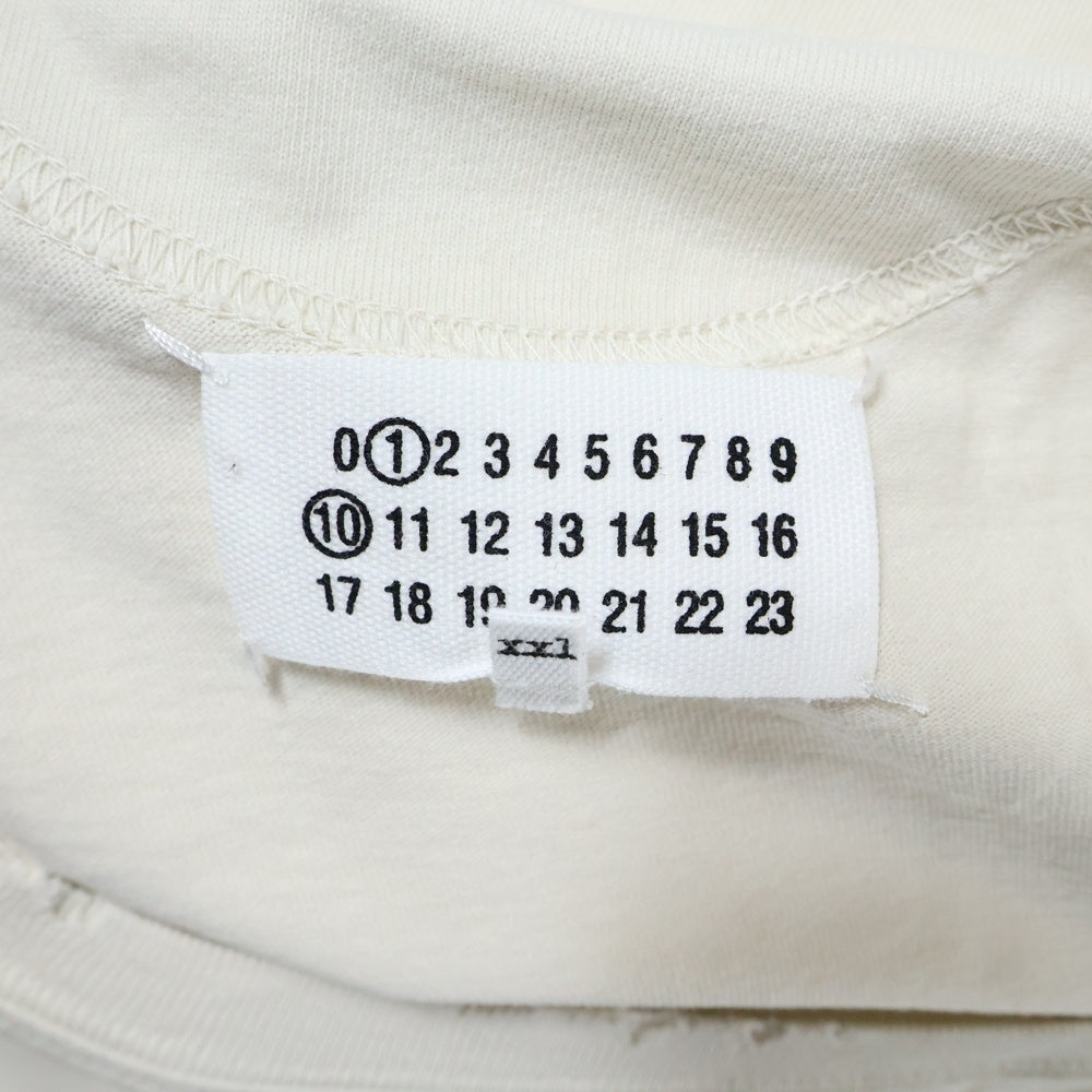 MAISON MARTIN MARGIELA 10(メゾンマルタンマルジェラ) スタンプロゴ ダメージ加工 長袖Tシャツ 長袖カットソー ベージュ S51GC0535 S24567