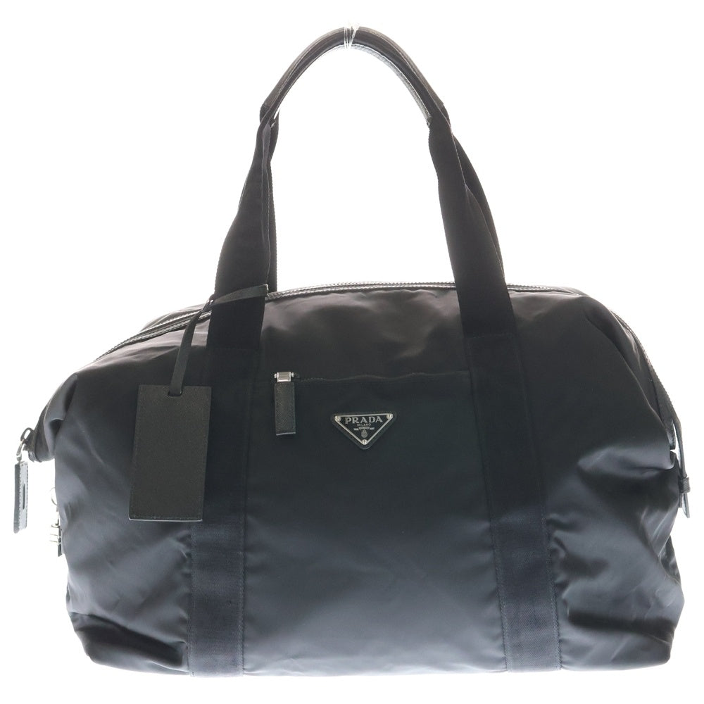 PRADA(プラダ) RE NYLON ナイロン 三角ロゴ レザー 2WAY ボストン バッグ ショルダーバッグ ブラック