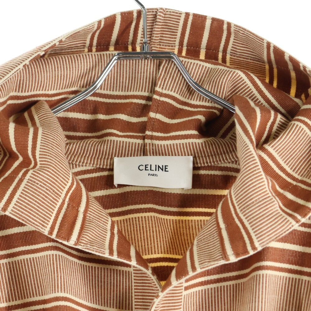 CELINE(セリーヌ) 24AW 2M42D199X ボーダー ロゴバスローブ ブラウン
