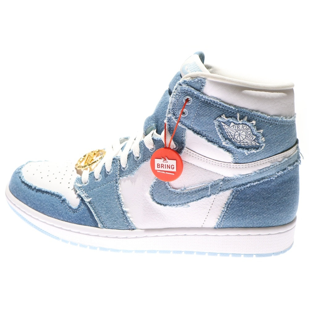 NIKE(ナイキ) WMNS AIR JORDAN 1 HIGH OG DENIM ウィメンズ エアジョーダン1 OG デニム ハイカットスニーカー ホワイト/ブルー US12/29cm DM9036-104 レディース