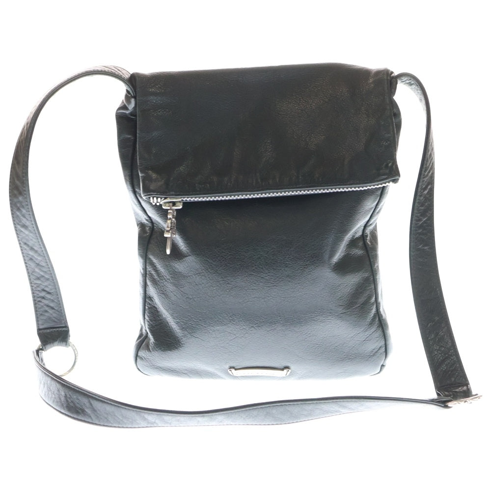 CHROME HEARTS(クロムハーツ) ZIP TOP ジップトップ クロスパッチ レザーショルダーバッグ ブラック