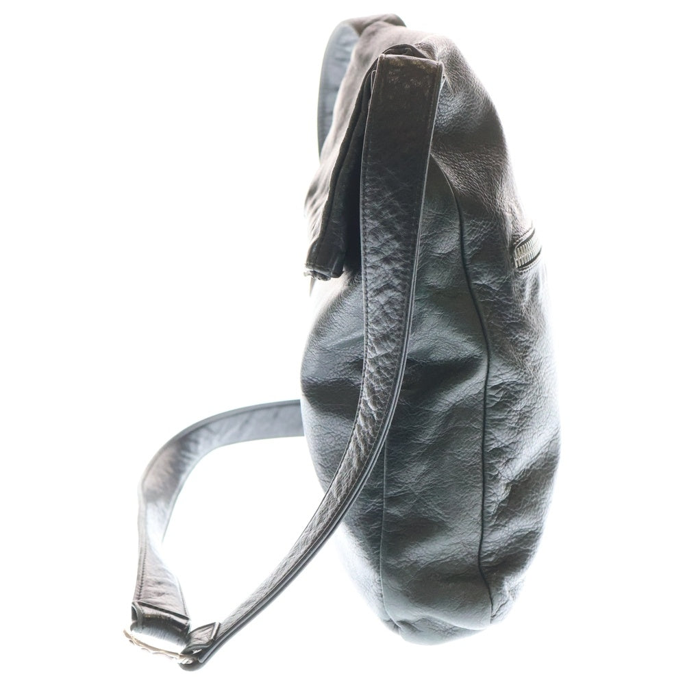 CHROME HEARTS(クロムハーツ) ZIP TOP ジップトップ クロスパッチ レザーショルダーバッグ ブラック