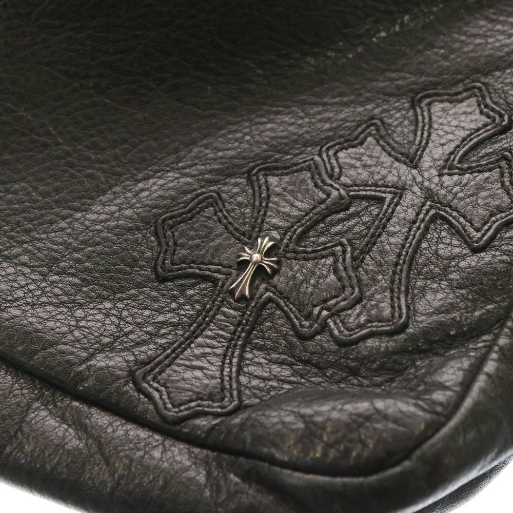 CHROME HEARTS(クロムハーツ) ZIP TOP ジップトップ クロスパッチ レザーショルダーバッグ ブラック