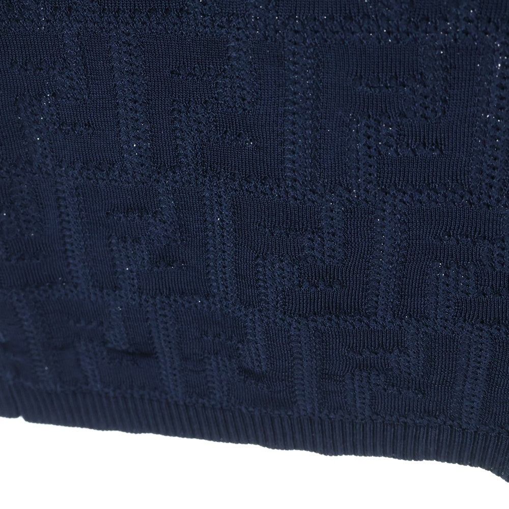 FENDI(フェンディ) FFロゴ ズッカ柄 ニット ノースリーブワンピース ネイビー レディース