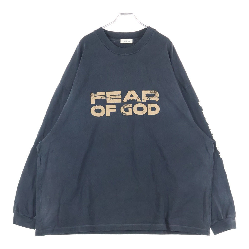 FEAR OF GOD(フィアオブゴッド) RELAXED LS TEE 袖ロゴ フロントプリント長袖Tシャツ 長袖カットソー ブラック