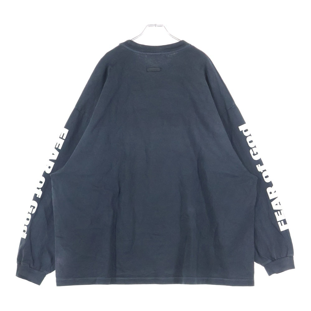 FEAR OF GOD(フィアオブゴッド) RELAXED LS TEE 袖ロゴ フロントプリント長袖Tシャツ 長袖カットソー ブラック