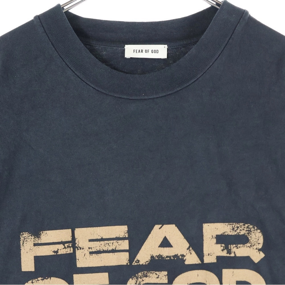 FEAR OF GOD(フィアオブゴッド) RELAXED LS TEE 袖ロゴ フロントプリント長袖Tシャツ 長袖カットソー ブラック