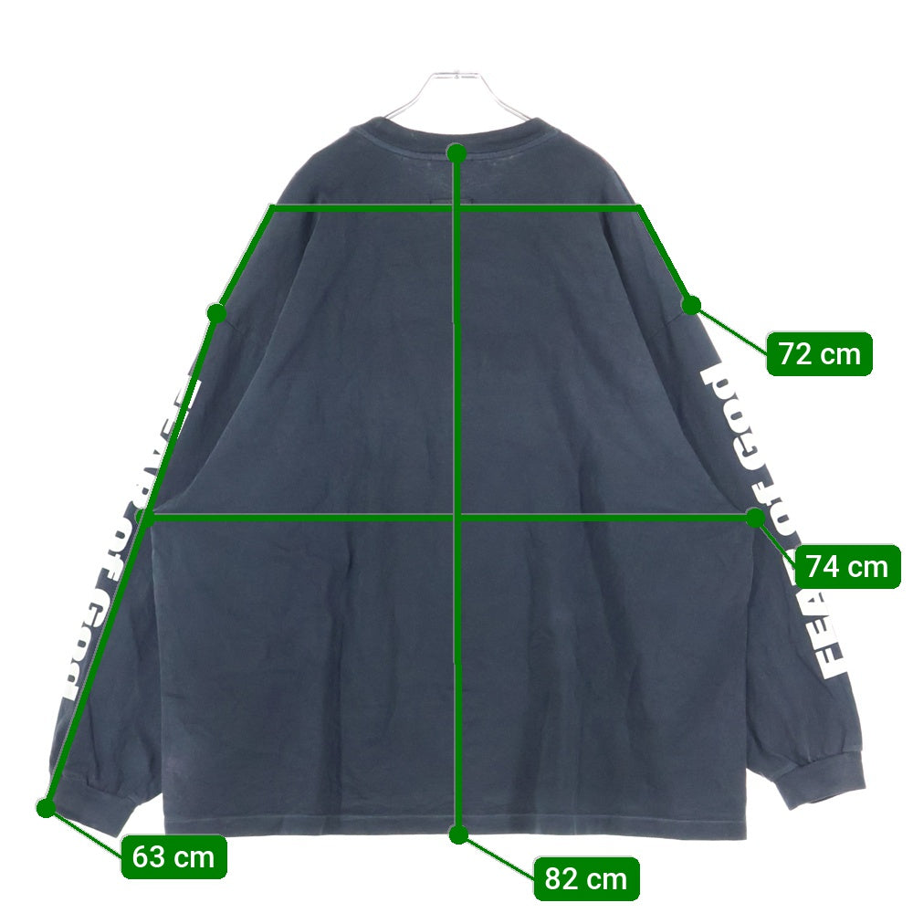 FEAR OF GOD(フィアオブゴッド) RELAXED LS TEE 袖ロゴ フロントプリント長袖Tシャツ 長袖カットソー ブラック