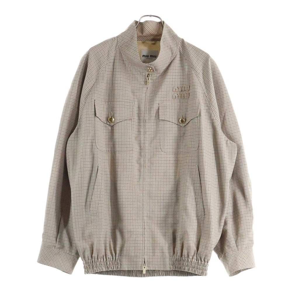miumiu(ミュウミュウ) 23AW Checked Blouson Jacket チェック バージンウール ブルゾンジャケット ML943 S232 14Q8 ベージュ