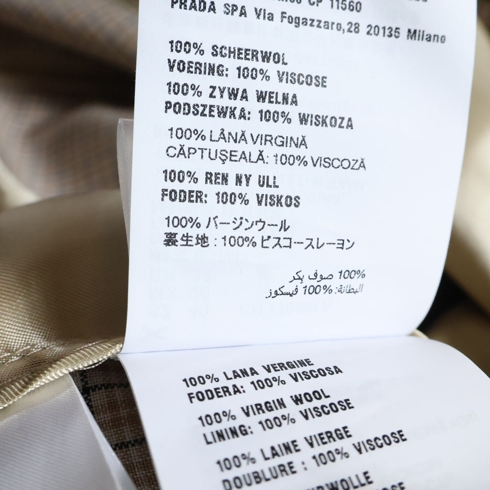 miumiu(ミュウミュウ) 23AW Checked Blouson Jacket チェック バージンウール ブルゾンジャケット ML943 S232 14Q8 ベージュ