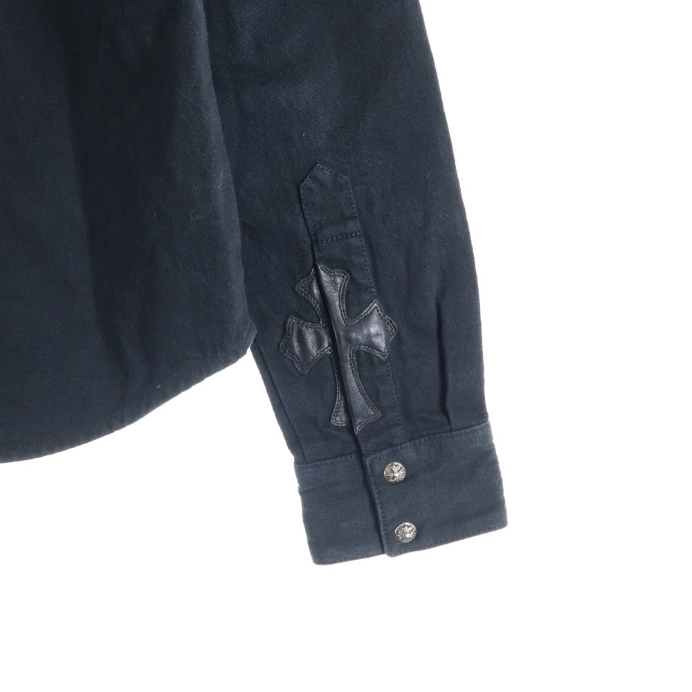 CHROME HEARTS(クロムハーツ) クロスボールボタン アームクロスパッチ デニムシャツ ブラック