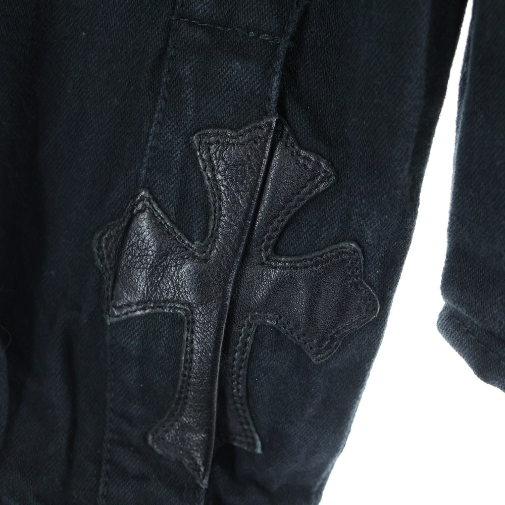 CHROME HEARTS(クロムハーツ) クロスボールボタン アームクロスパッチ デニムシャツ ブラック