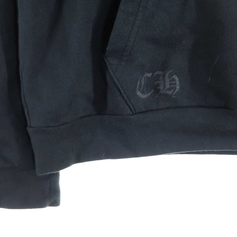 CHROME HEARTS(クロムハーツ) SWTSHRT PLVR 袖フローラルバックホースシュープリントプルオーバーパーカー ブラック/ホワイト