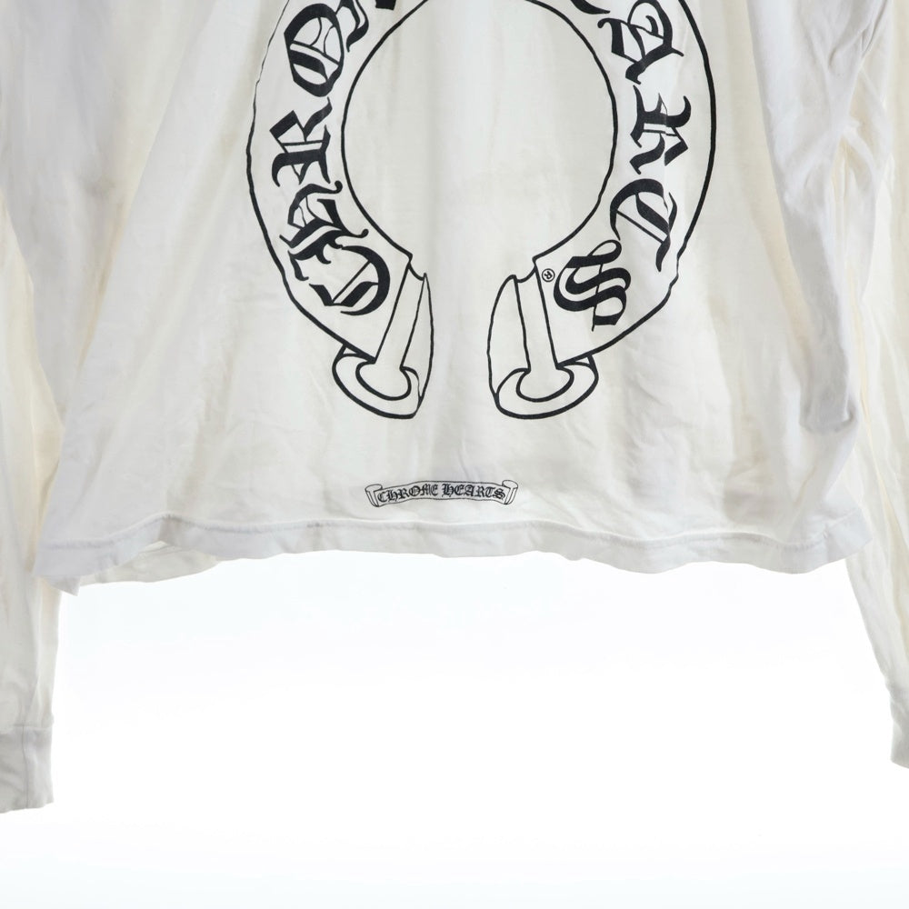 CHROME HEARTS(クロムハーツ) Back Horseshoe L/S バックホースシュー 袖フローラルプリント ロングスリーブカットソー 長袖Tシャツ ホワイト