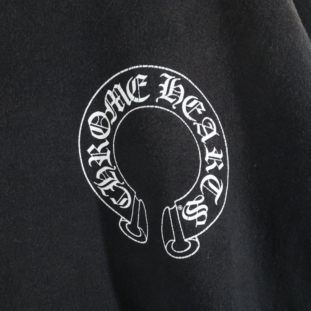 CHROME HEARTS(クロムハーツ) Horseshoe Crewneck Sweatshirt ホースシュープリント 袖フローラル クルーネックスウェットトレーナー ブラック