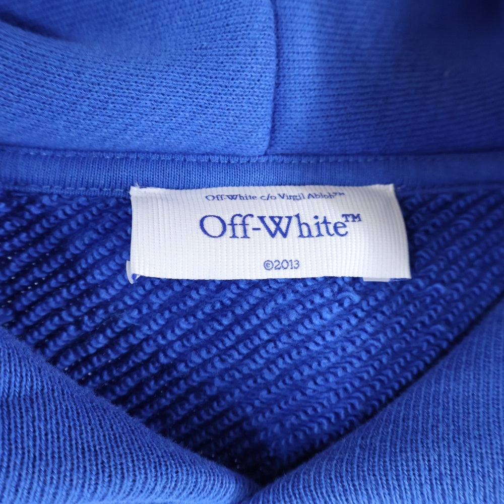 OFF-WHITE(オフホワイト) 24SS FELPA HOODIE FOOTBALL フロントロゴプリント フットボール スウェット プルオーバーパーカー ブルー OMBB118S24FLE005