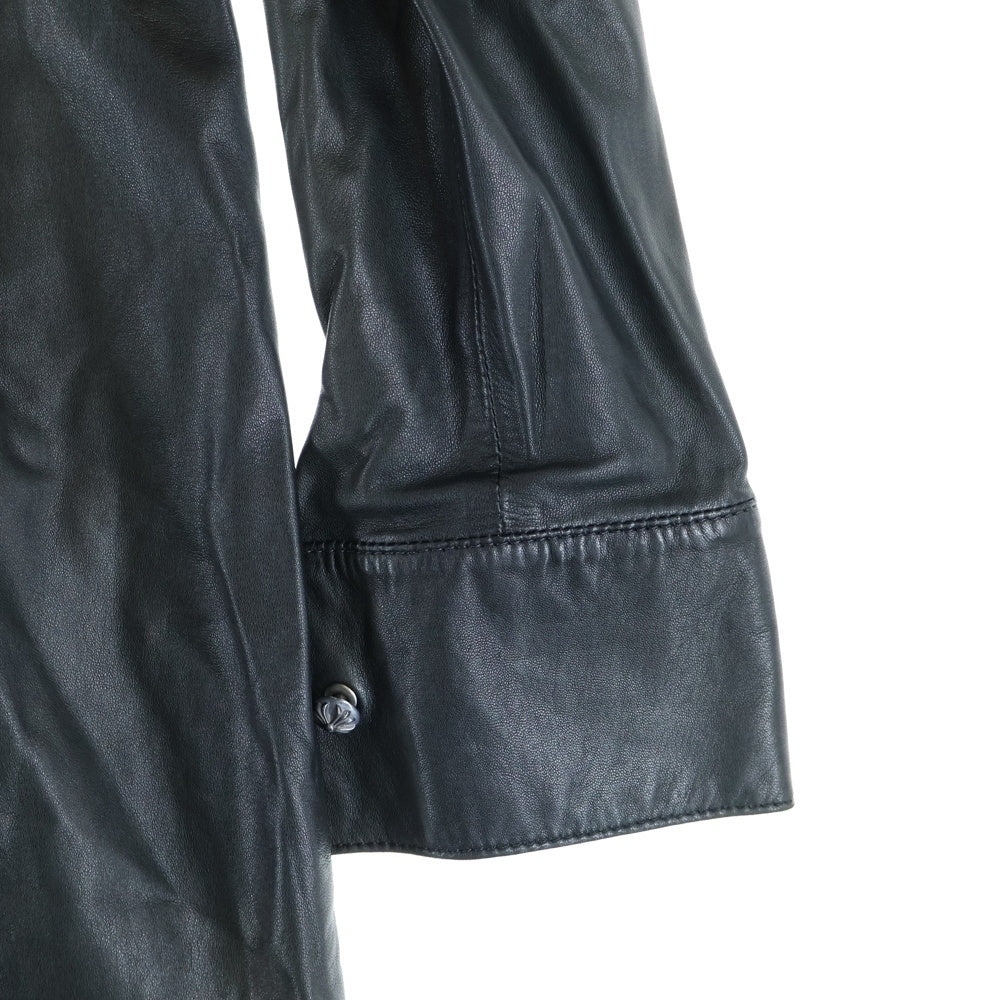 CHROME HEARTS(クロムハーツ) クロスボールボタン レザーロングコート ジャケット ブラック