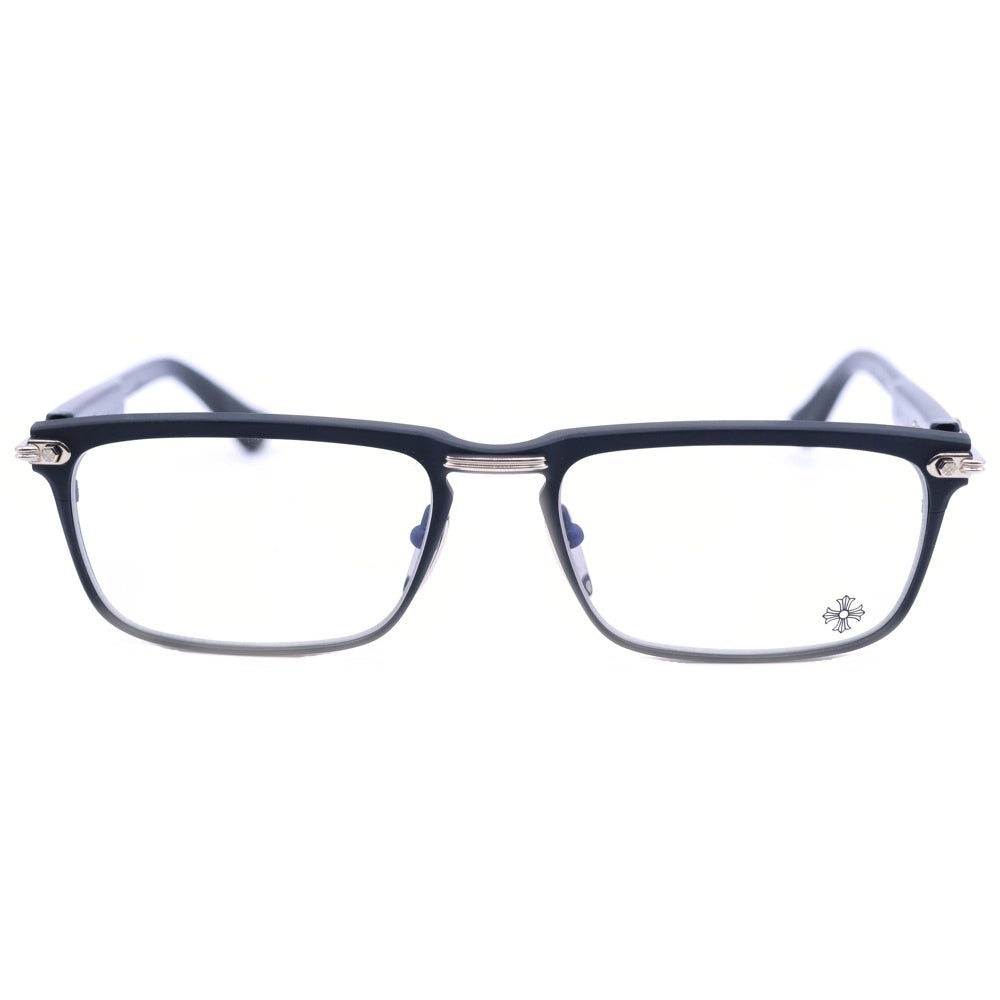 CHROME HEARTS(クロムハーツ) YOU'RE LATE フローラルクロステンプルスクエアサングラス アイウェア メガネ 眼鏡 ブラック/シルバー 56□18-146