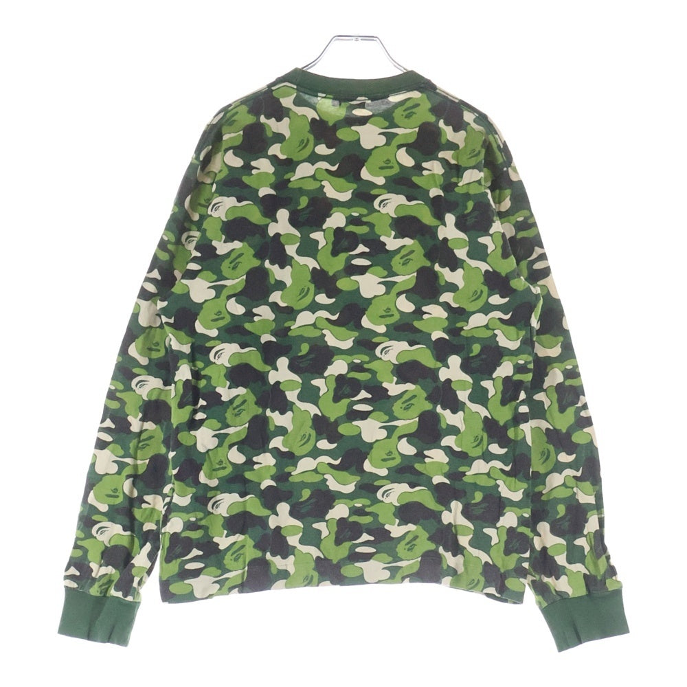 A BATHING APE(アベイシングエイプ) BAPE CAMO BAPEロゴ サルカモ柄長袖Tシャツ カットソー グリーン