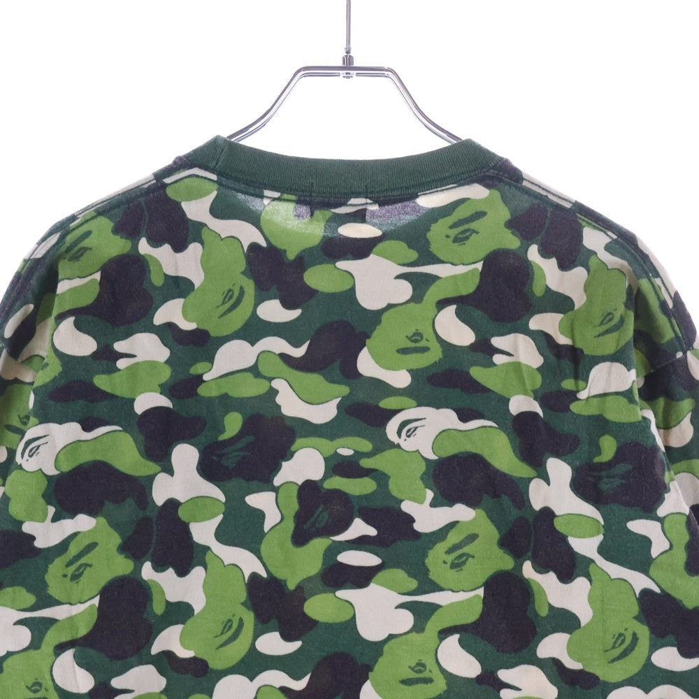 A BATHING APE(アベイシングエイプ) BAPE CAMO BAPEロゴ サルカモ柄長袖Tシャツ カットソー グリーン