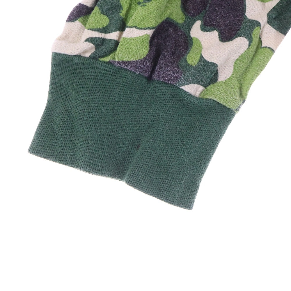 A BATHING APE(アベイシングエイプ) BAPE CAMO BAPEロゴ サルカモ柄長袖Tシャツ カットソー グリーン