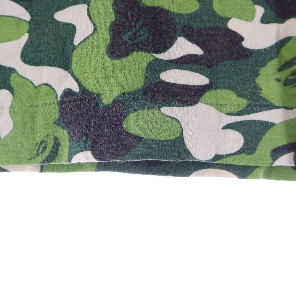 A BATHING APE(アベイシングエイプ) BAPE CAMO BAPEロゴ サルカモ柄長袖Tシャツ カットソー グリーン