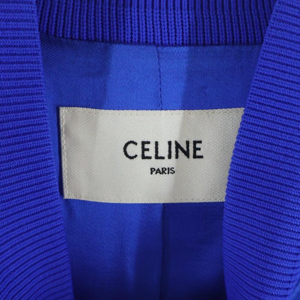 CELINE(セリーヌ) EMBROIDERED TEDDY 2V885164I ロゴ刺繍 サテン テディジャケット ブルー
