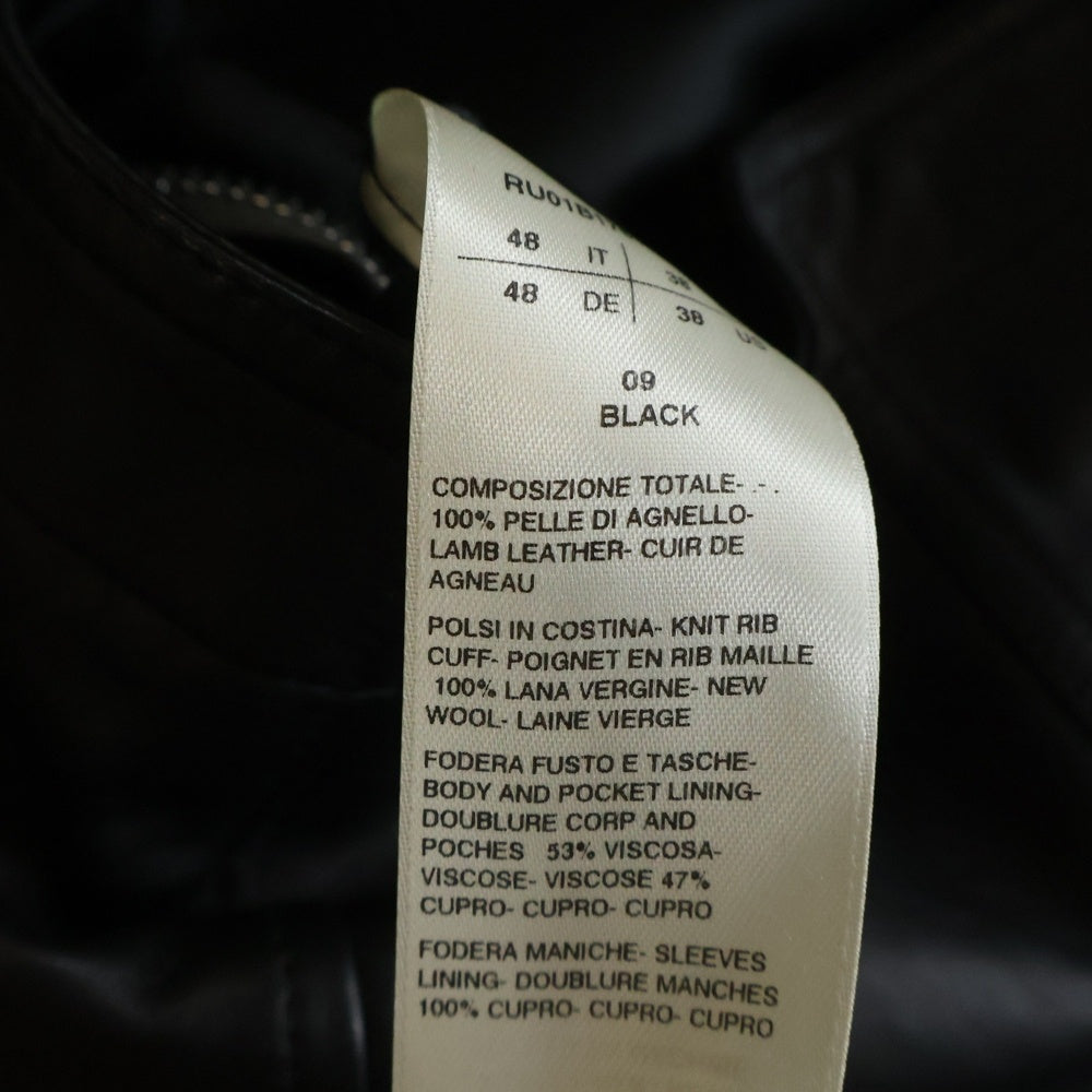 Rick Owens(リックオウエンス) Intarsia Leather Jacket RU01B1761-LLP ジップ レザージャケット ブラック