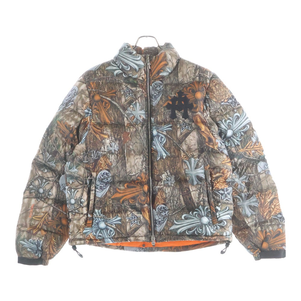 CHROME HEARTS(クロムハーツ) ×NOCTA DRAKE PUFFER ナイキ ノクタ ドレイク 総柄 セメタリークロスパッチ ナイロンダウンジャケット ブラウン