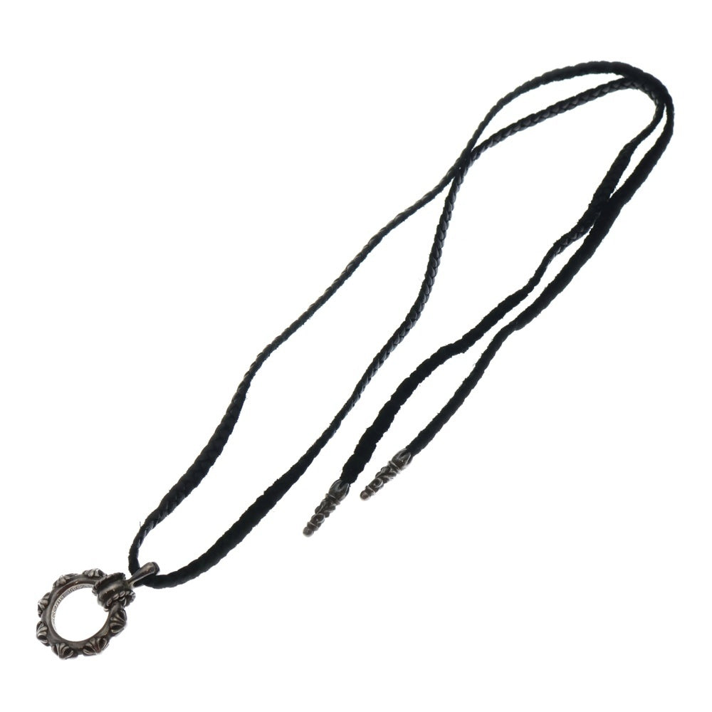 CHROME HEARTS(クロムハーツ) EWLP CROSS BAND アイウェアループ クロスバンド WITH レザーブレード ネックレストップ シルバー/ブラック