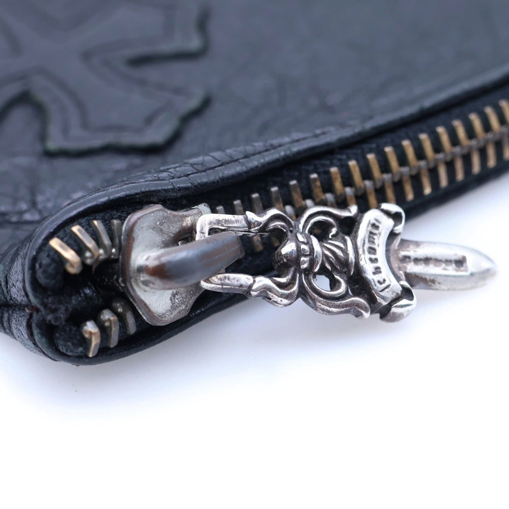 CHROME HEARTS(クロムハーツ) ZPR CHNG PURSE CRS チェンジパース クロスパッチ レザー コインケース ブラック
