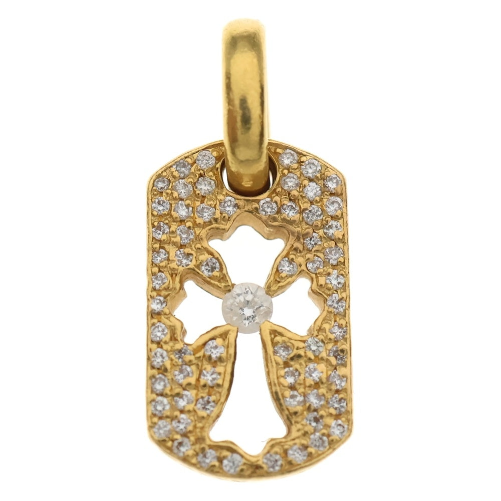 CHROME HEARTS(クロムハーツ) 22K DT TNY CO CRS P/DIA タイニーカットアウトクロス ドッグタグ PAVEダイヤ ペンダントトップ ゴールド BCA041
